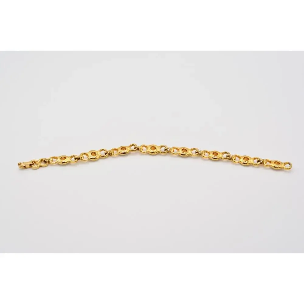 Vintage Tennis Bracelet Clear White Rhinestone Crystal Gold Chain Linked Bin8